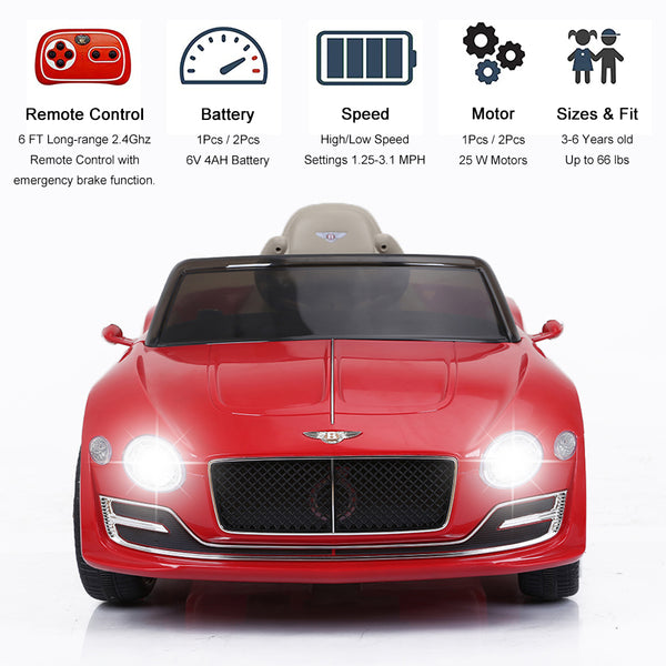 Kimbosmart Bentley Style Kids Electric Ride On Car Toys 12V 2.4G Remote Control