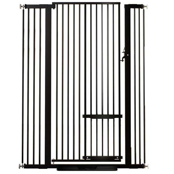 Extra-Tall Wide Cat Gate with Secure Lock & Pet Door